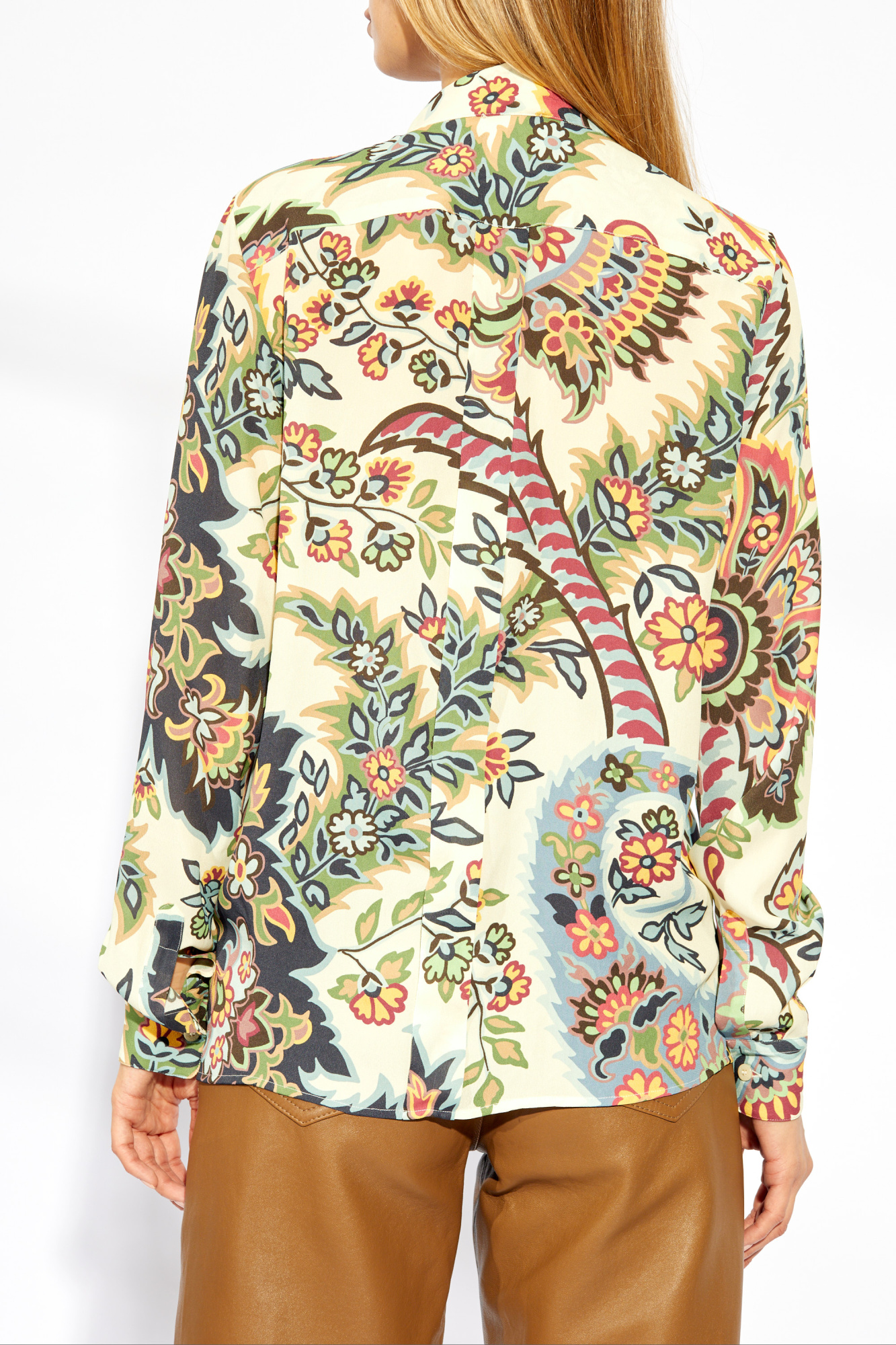 ワンピース ETRO SS25 Shirts (WRIA0029 AK748X0805) Silk Shirt with Placed Floral Print - ETRO - Russocapri